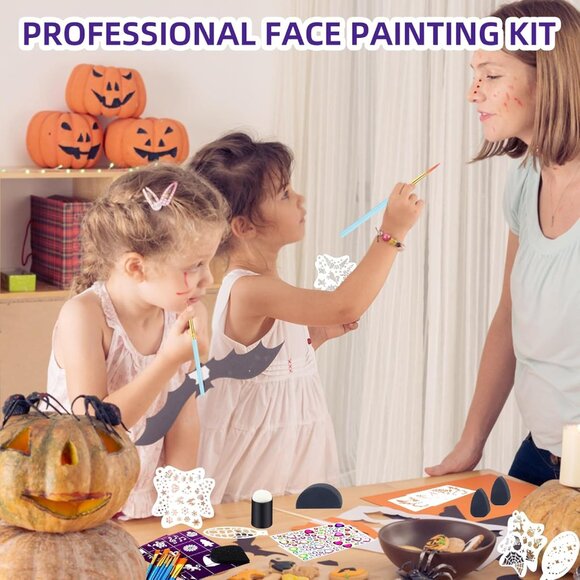 Face Paint Stencils Kit Reusable Body Art Templates for Halloween Parties - Picture 6 of 7